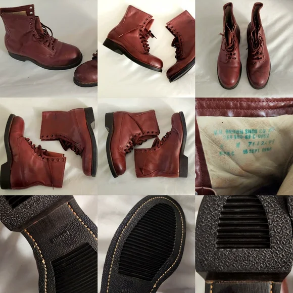 Vintage H.H Brown Shoe Company Mens SZ 8 1950s Military Combat Flight Jump Boots